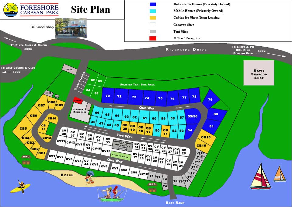 Foreshore Caravan Park | Park Map